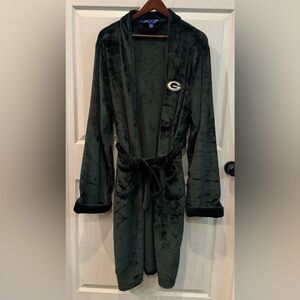 Northwest Green Bay Packers Plush Robe Bathrobe L/XL Men Embroidered Belted